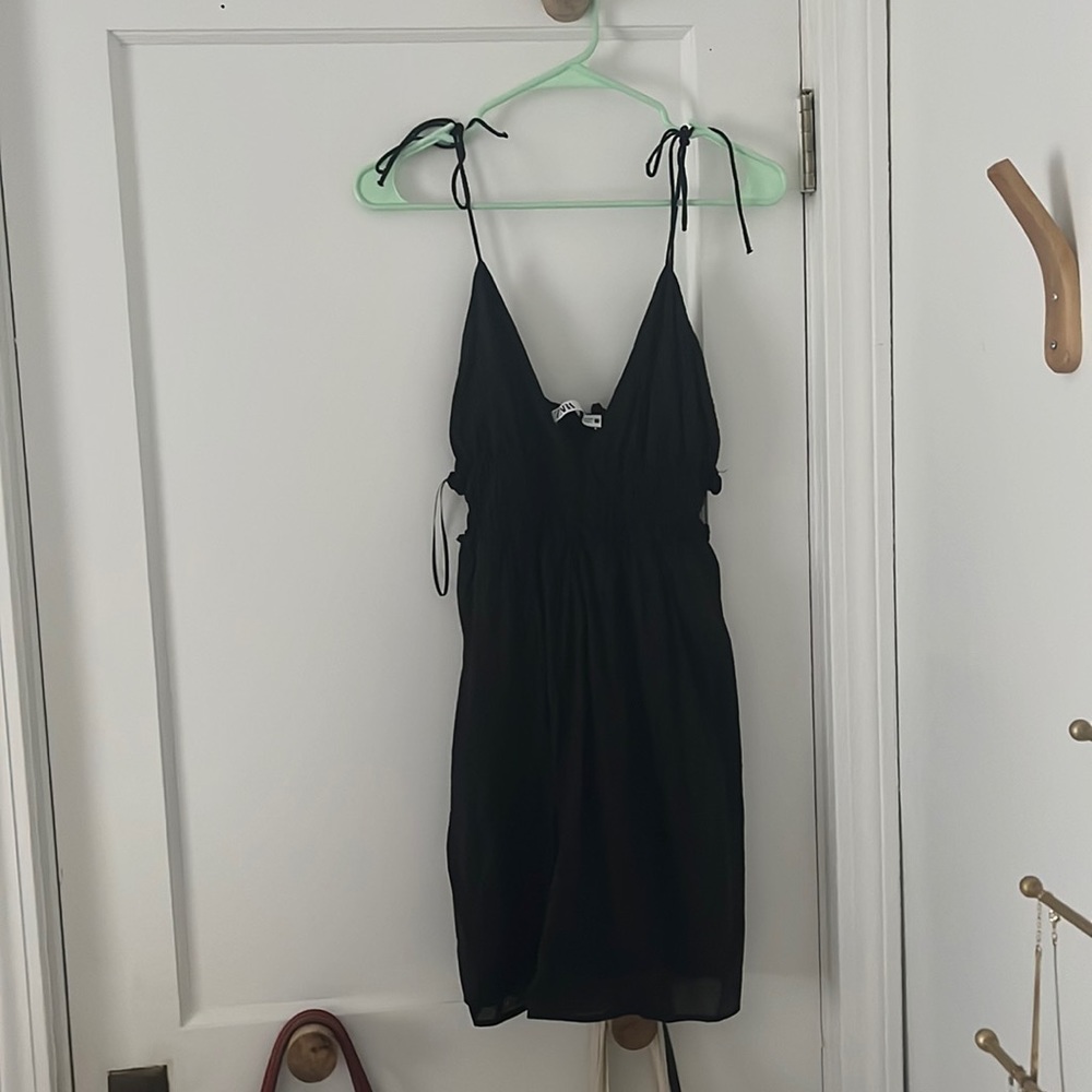 ZARA black mini casual tie shoulder dress